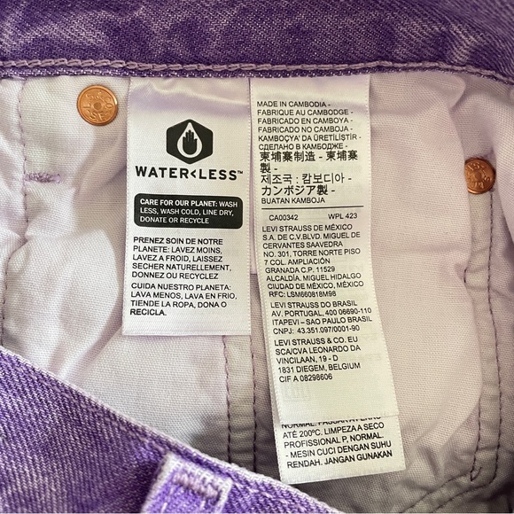LEVI'S FRESH 501 Original Crop Jean Botanical Lavender Pea Tab Poetcore Pastel - Picture 10 of 13